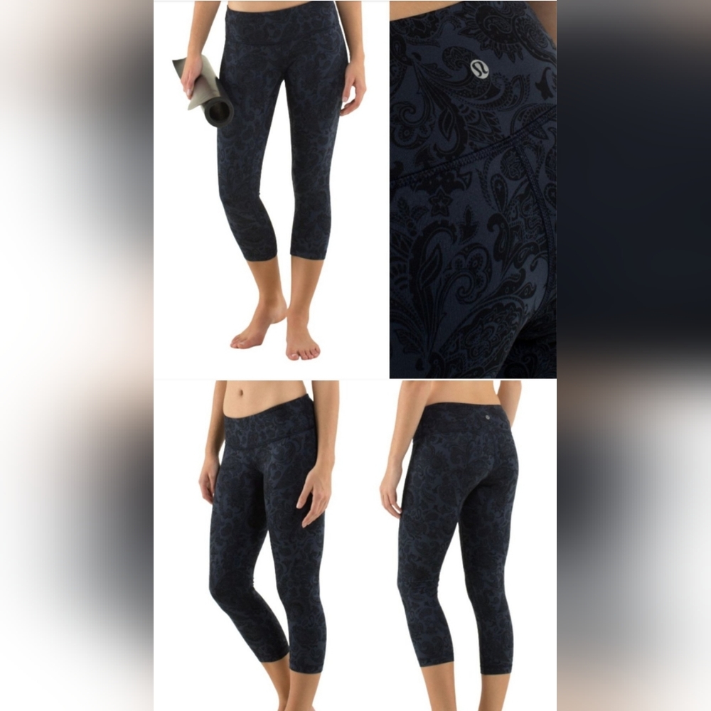 Lulu Lemon Wunder Under Paisley Inkwell Leggings- Size 6 (approximately)